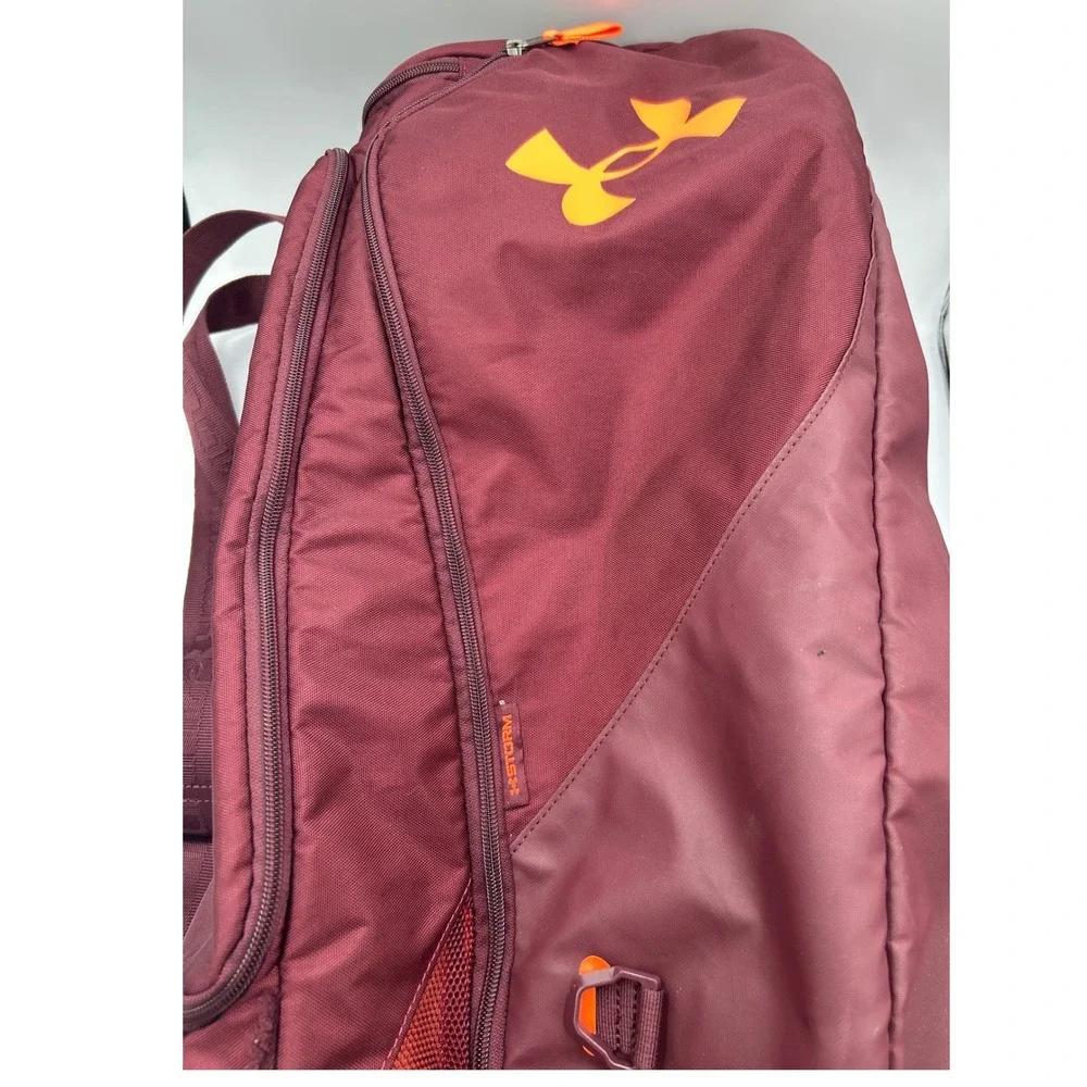 Under Armour Undeniable 4.0 Duffle Bag Maroon Orange UA Storm Medium Gym Bag
